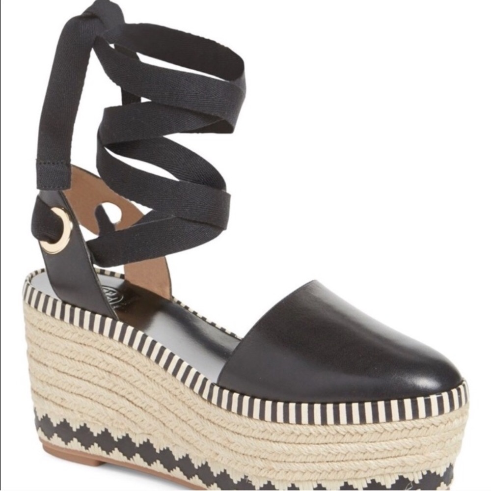 Tory Burch lace up leather espadrilles